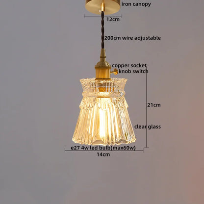 Pendant Lamp Copper Glass Hanging Light