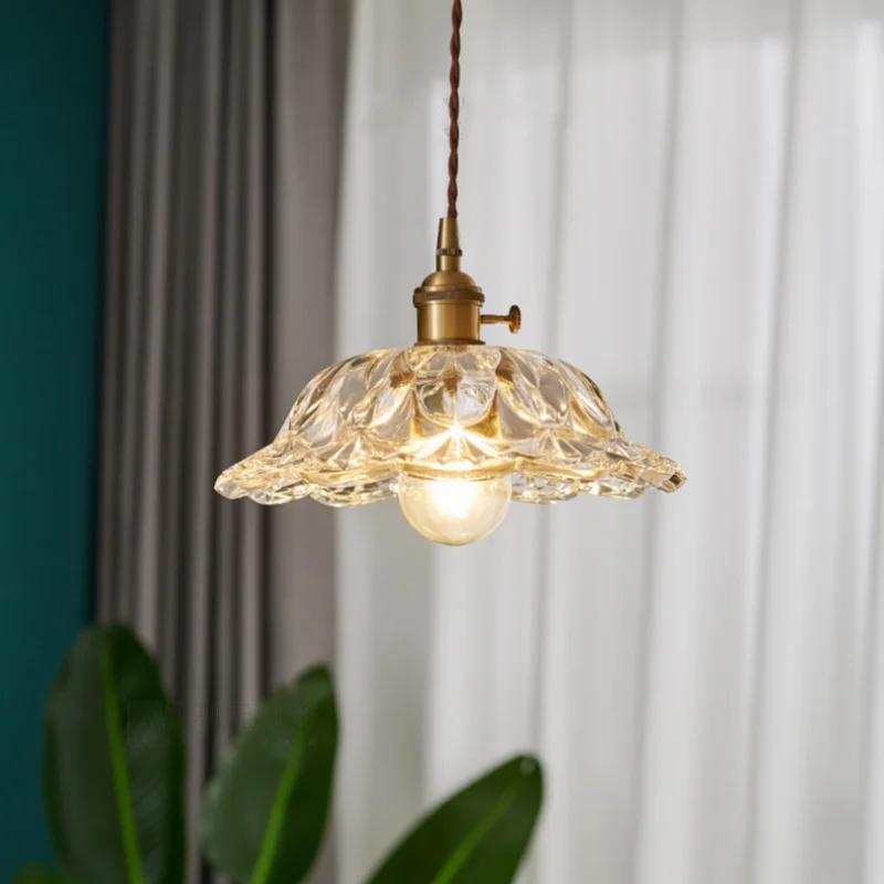Pendant Lamp Copper Glass Hanging Light