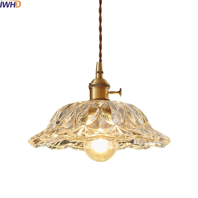 Pendant Lamp Copper Glass Hanging Light