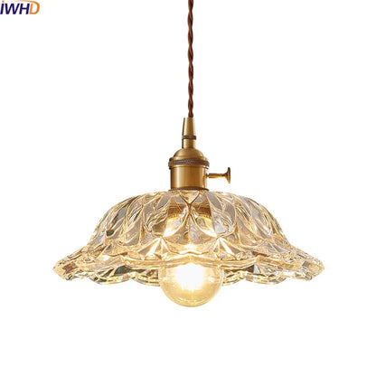Pendant Lamp Copper Glass Hanging Light