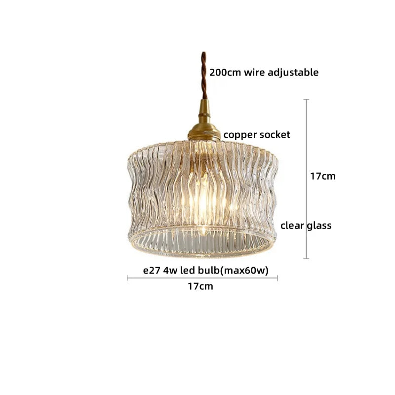 Pendant Lamp Copper Glass Hanging Light