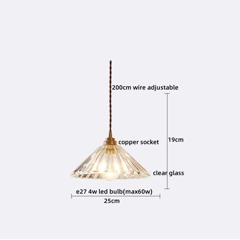 Pendant Lamp Copper Glass Hanging Light