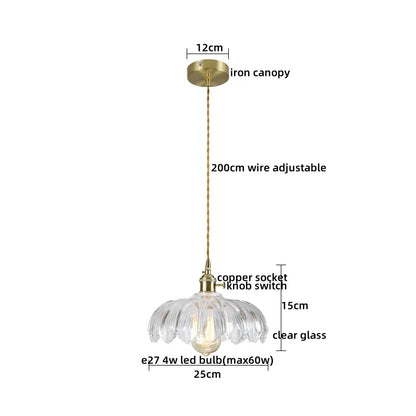 Pendant Lamp Copper Glass Hanging Light