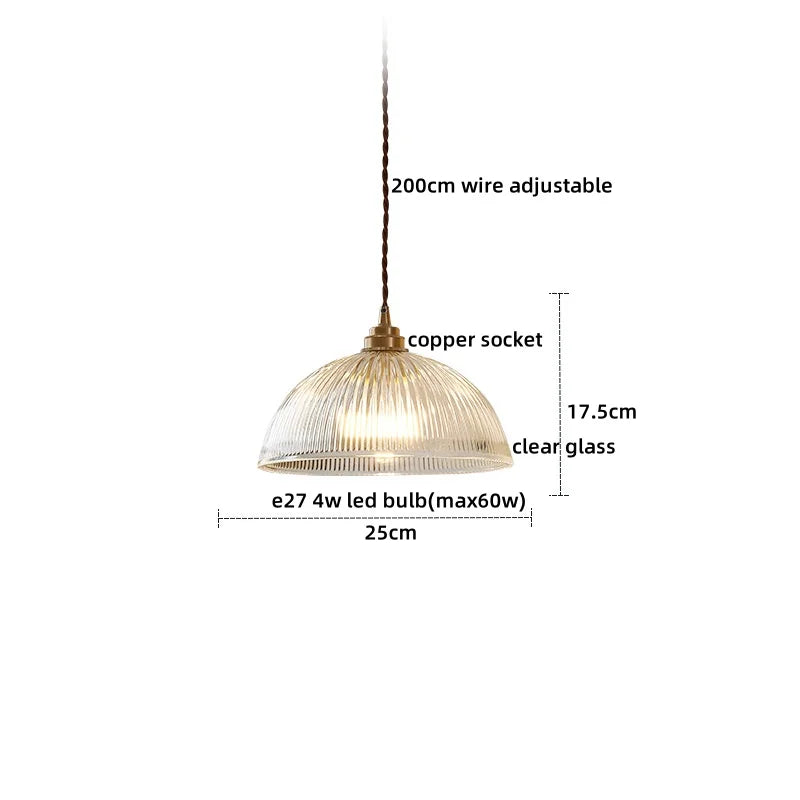 Pendant Lamp Copper Glass Hanging Light