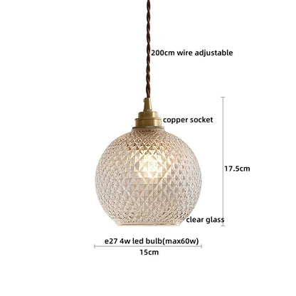 Pendant Lamp Copper Glass Hanging Light