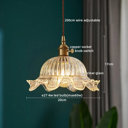 Pendant Lamp Copper Glass Hanging Light