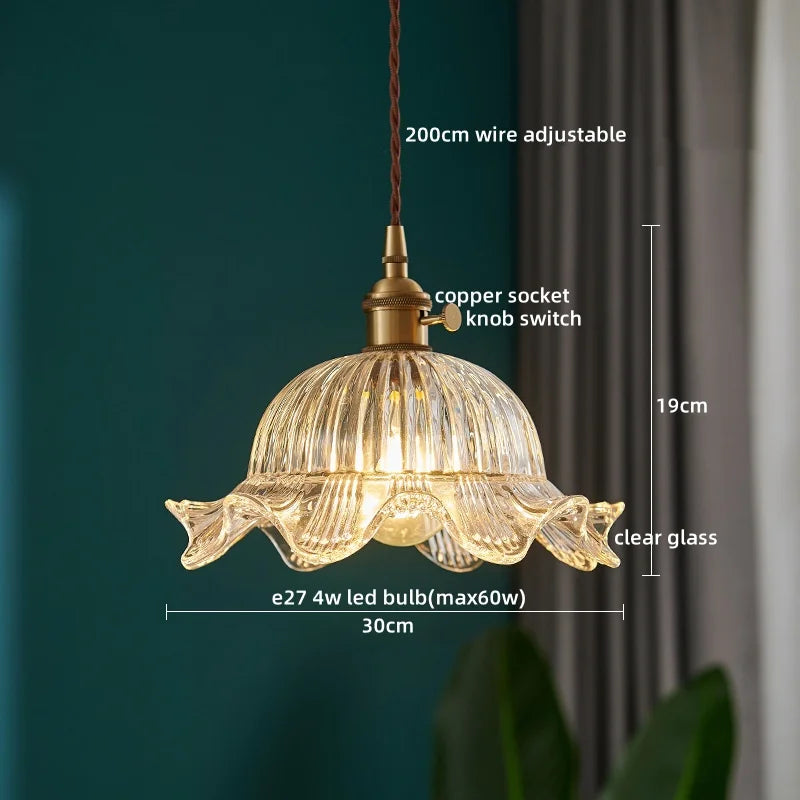 Pendant Lamp Copper Glass Hanging Light