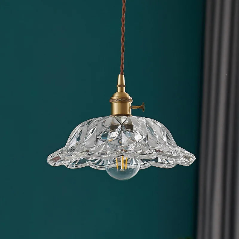 Pendant Lamp Copper Glass Hanging Light