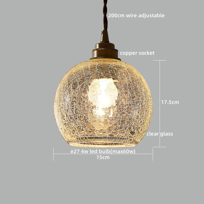 Pendant Lamp Copper Glass Hanging Light