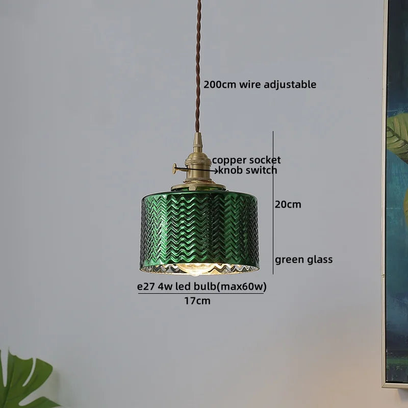 Pendant Lamp Copper Glass Hanging Light