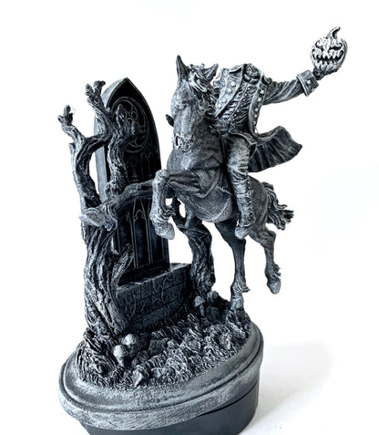 Headless Horseman Riding Statue, Hand Painted Resin Sculpture | Gothic Legend of Sleepy Hollow Figurine | Dark Folklore Art for Spooky Decor