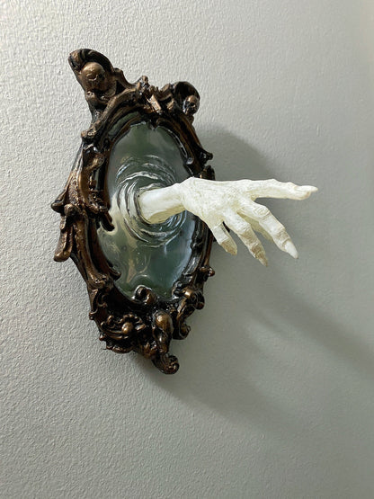 Spectral Hand Wall Plaque, White Version, Resin | Victorian Gothic Haunted Wall Art |Ghost Hand Gift for Halloween, Spooky Home Decor