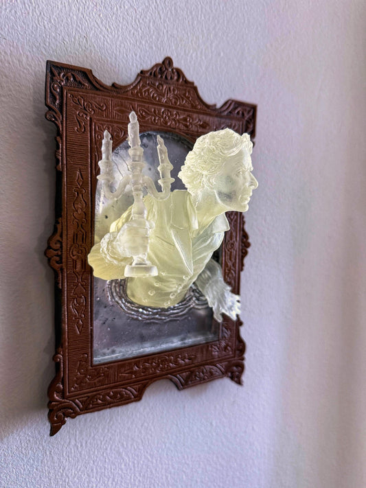 Gentleman Ghost in the Mirror Wall Plaque, Glow in the Dark Resin | Victorian Gothic Haunted Wall Art | for Halloween and Spooky Home Decor