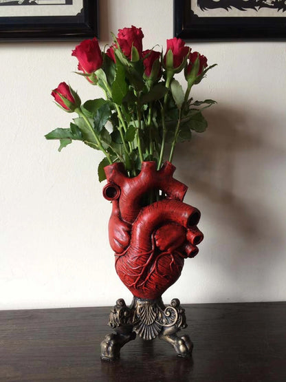 Anatomical Heart Vase, Red Finish