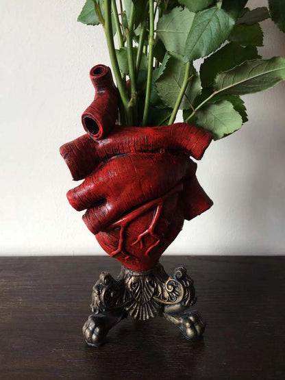 Anatomical Heart Vase, Red Finish