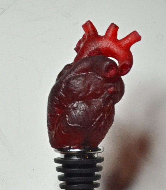 Anatomical Heart Winestopper, Hand Painted Resin | Gothic Medical Decor, Anatomy Heart Bottle Stopper |Fantasy Gothic Wine and Barware Gift