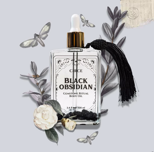Obsidian Gemstone Body Oil – Crystal-Infused Protection & Hydration | 3.4 oz
