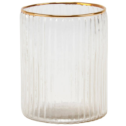 Small Gold Ribbed Drinking Glass