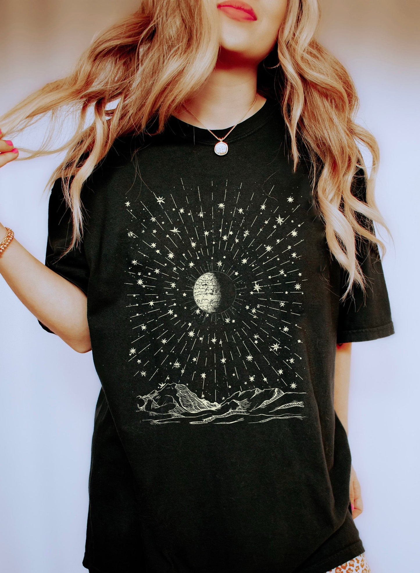 Moon, Stars and Mountains Celestial T-shirt
