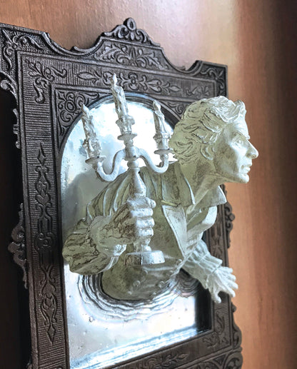 Gentleman Ghost in the Mirror Wall Plaque, Hand Painted Resin | Victorian Gothic Haunted Wall Art | for Halloween and Spooky Home Decor