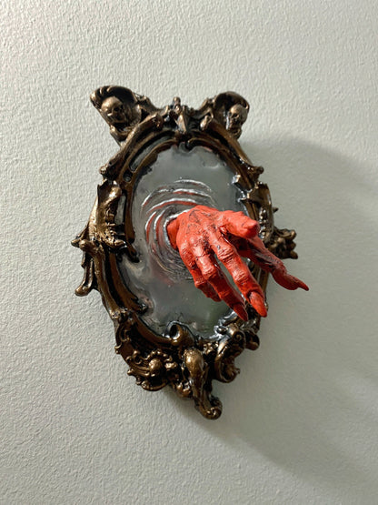 Spectral Hand Wall Plaque, Blood Red Resin Sculpture | Victorian Gothic Haunted Wall Art |Ghost Hand Gift for Halloween, Spooky Home Decor