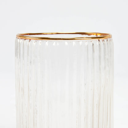 Small Gold Ribbed Drinking Glass
