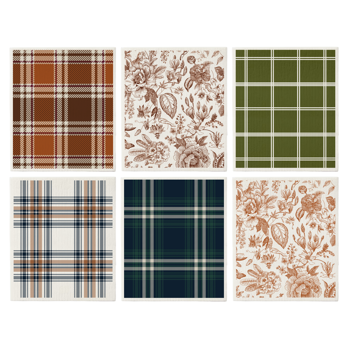 *NEW* Fall Pattern Swedish Dishcloths, Set of 6 - Fall Kitchen