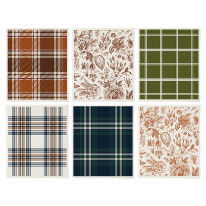 *NEW* Fall Pattern Swedish Dishcloths, Set of 6 - Fall Kitchen