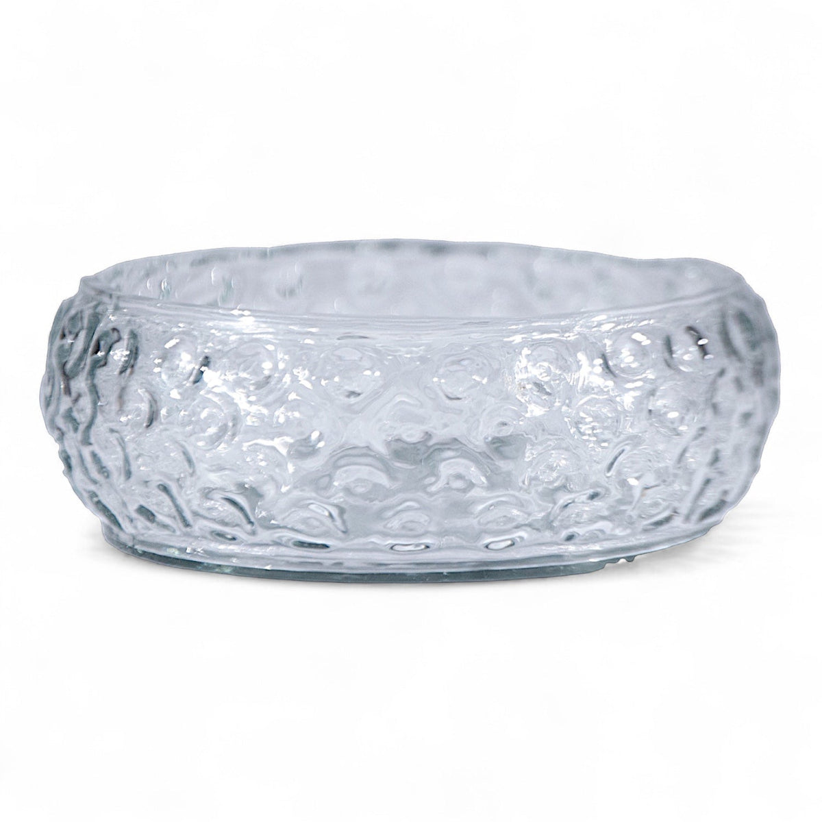 Hand-Blown Glass Inverted Hobnail Bowl