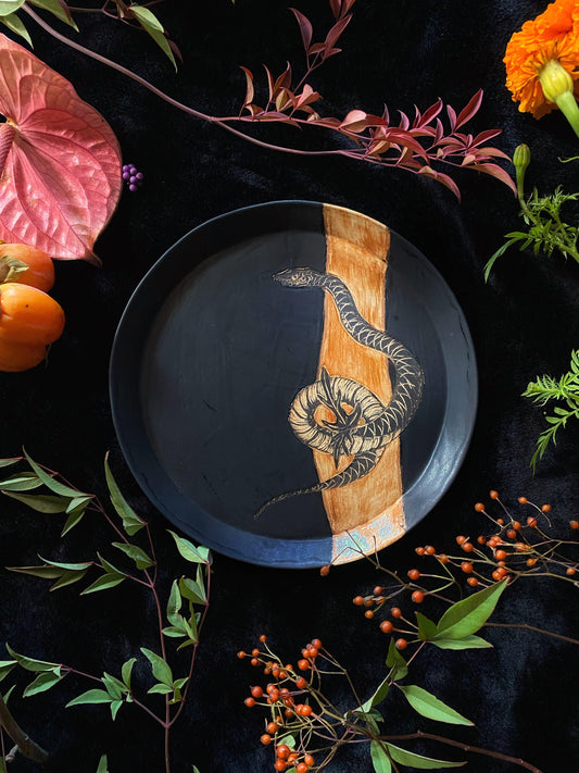 Matte Black w/ Wood Texture (Circular) Plates and Dinnerware