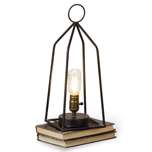 Black Iron Tabletop LED Lantern | Battery-Operated with Timer