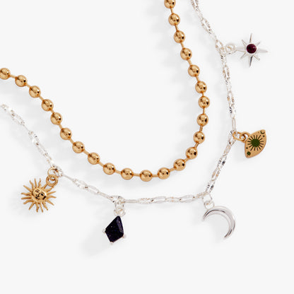 Moon Magic 2 Row Charm Bracelet
