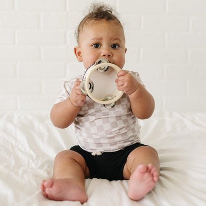 Neutral Checkered Bamboo Tee *Sizes 3/6m & sz 6 left