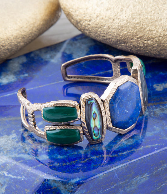 Odyssey Blue Lapis Colorful Golden Cuff Bracelet