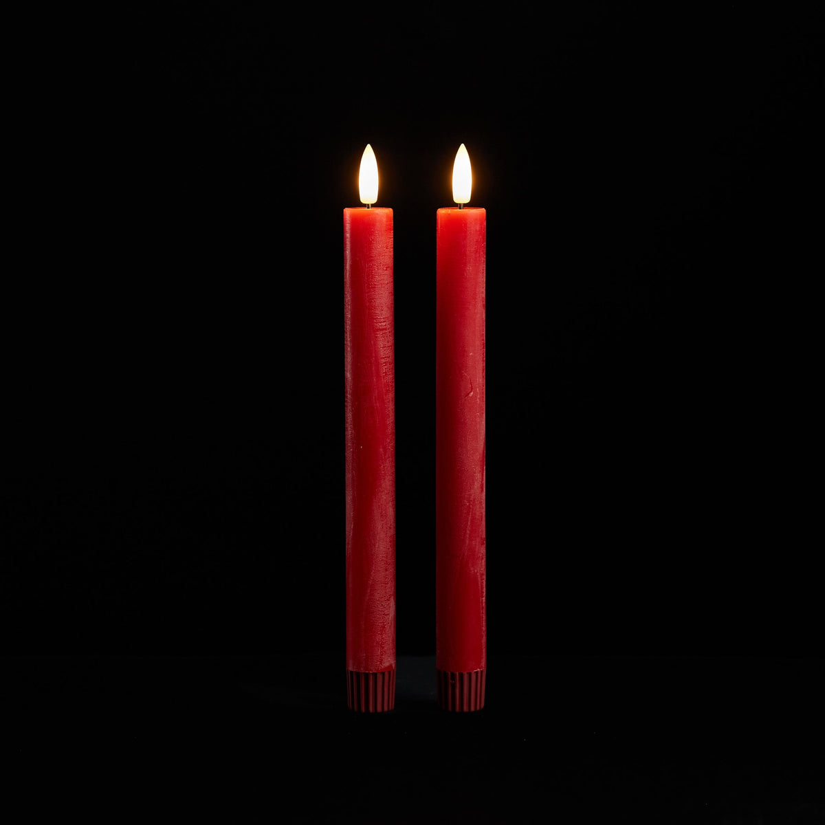 Red 3D Flameless Taper Candles (Set of 2)