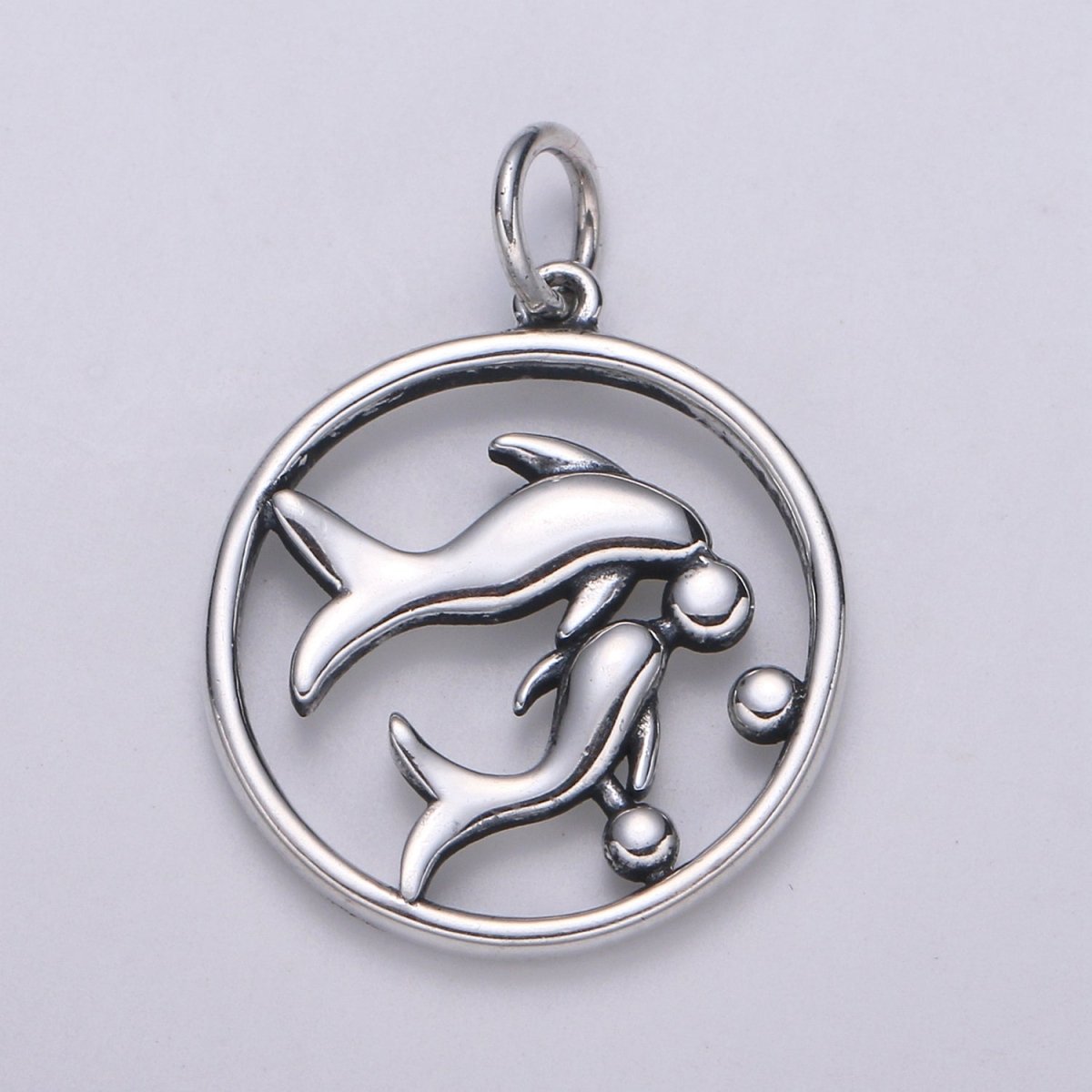 S925 Sterling Silver Zodiac Horoscope Silver Open Round Charm | A-A1833-A-A1838