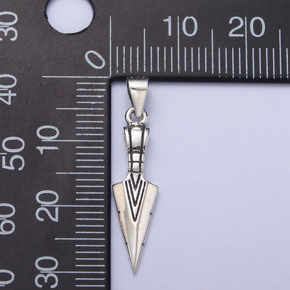 Sterling Silver S925 Line-Engraved Dagger Knife Pendant | SL-399