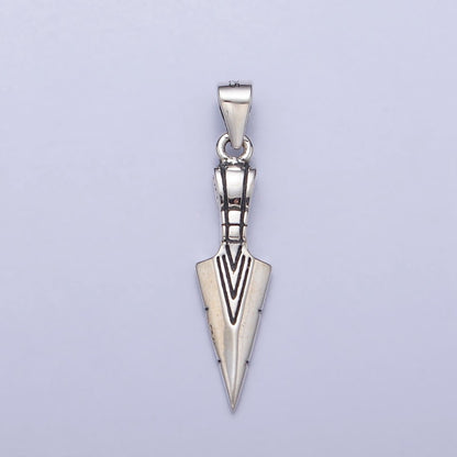 Sterling Silver S925 Line-Engraved Dagger Knife Pendant | SL-399