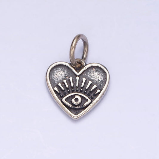 Sterling Silver S925 Mini Evil Eye Protection Heart Charm | SL-288