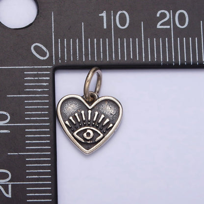 Sterling Silver S925 Mini Evil Eye Protection Heart Charm | SL-288