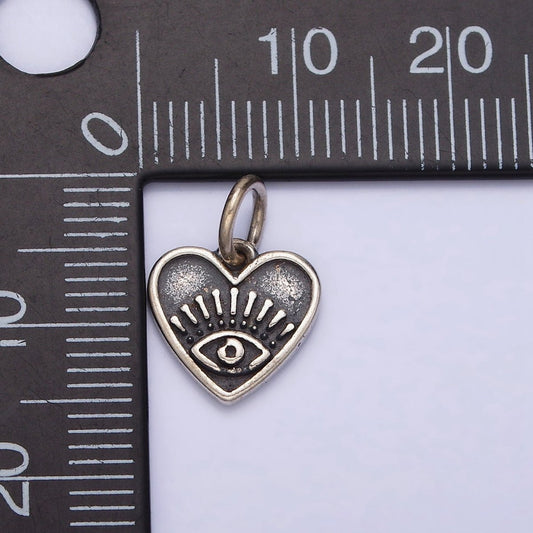 Sterling Silver S925 Mini Evil Eye Protection Heart Charm | SL-288